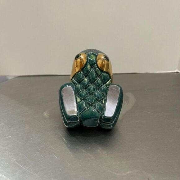 VINTAGE DeRosa ARTESANIA RINCONADA FROG figurine statue #713 GOLD/GREEN URUGUAY - Picture 5 of 8